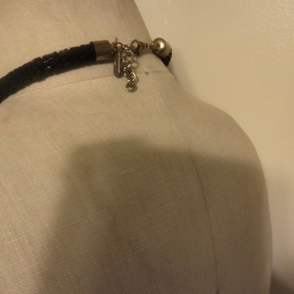 Iris Apfel & Bajalia Black-Clear Rhinestone Feathered Beaded Statement Necklace - Picture 13 of 16